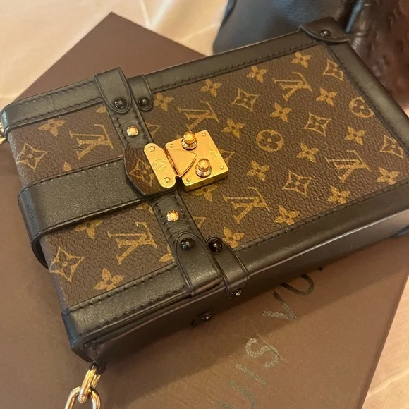 Authentic, like new Louis Vuitton LV Monogram Trunk Pochette Vertical - Picture 2 of 11